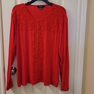 Isaac Mizrahi Red Lace Detail Tunic